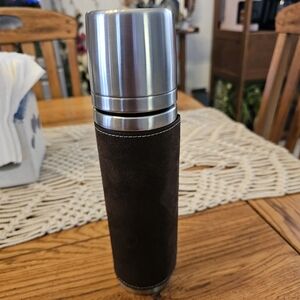 Starbucks 2004 thermos with brown leather sleeve